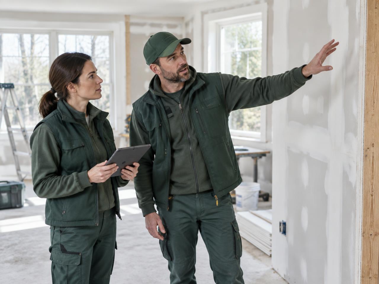 Contractors reviewing the scope of a renovation job together